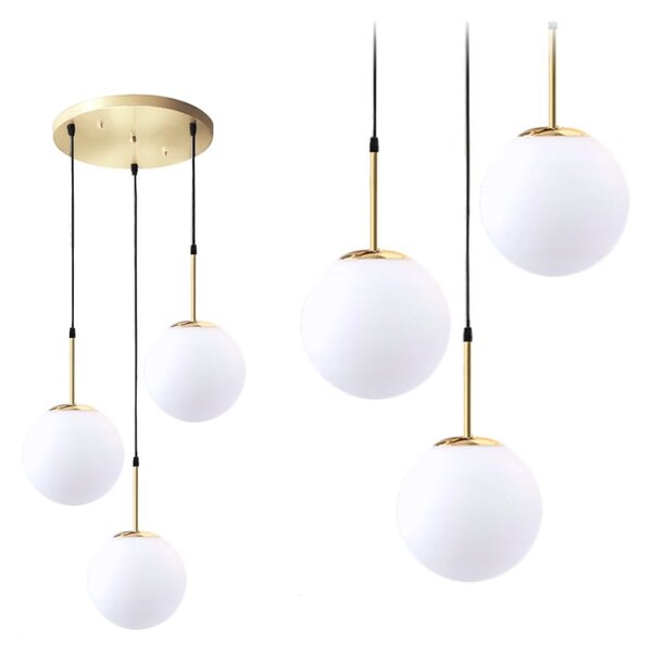 Toolight - Závěsná lampa 3xE27, zlatá-bílá, OSW-08193