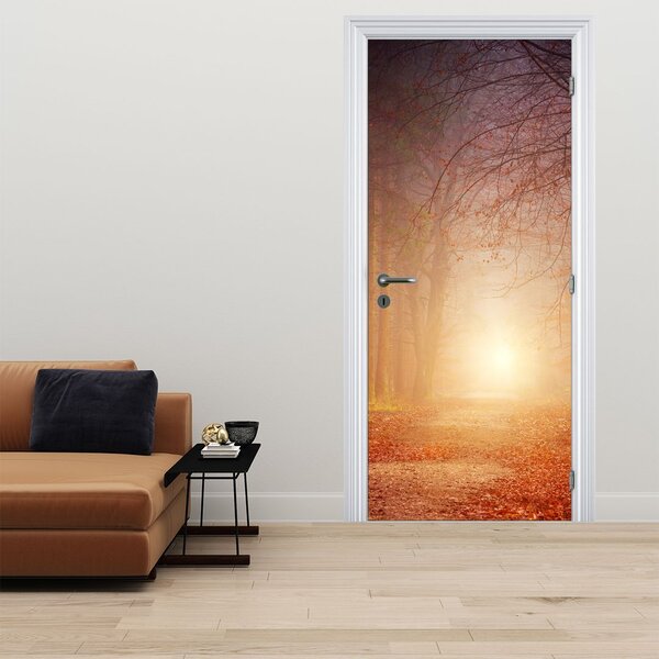 Fototapeta na dveře - Podzimní les v mlze (95x205cm)