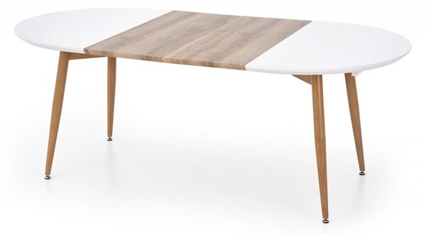 HALMAR Oválný rozkládací jídelní stůl Edward 120/200 cm bílý/dub medový