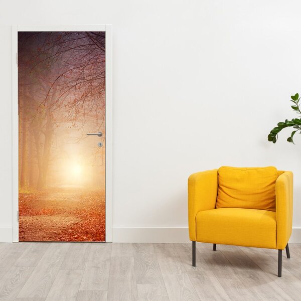 Fototapeta na dveře - Podzimní les v mlze (95x205cm)