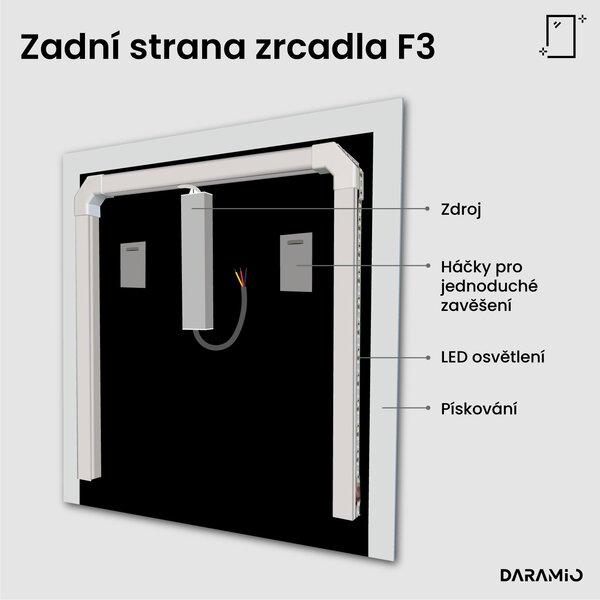 Zrcadlo do koupelny s LED osvětlením F3