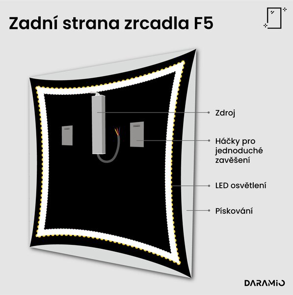 Zrcadlo do koupelny s LED osvětlením F5