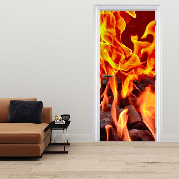 Fototapeta na dveře - Hořící uhlíky (95x205cm)
