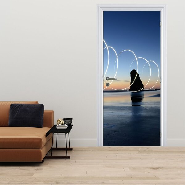 Fototapeta na dveře - Pláž při západu (95x205cm)