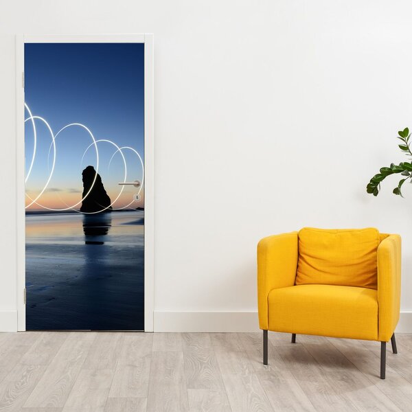 Fototapeta na dveře - Pláž při západu (95x205cm)
