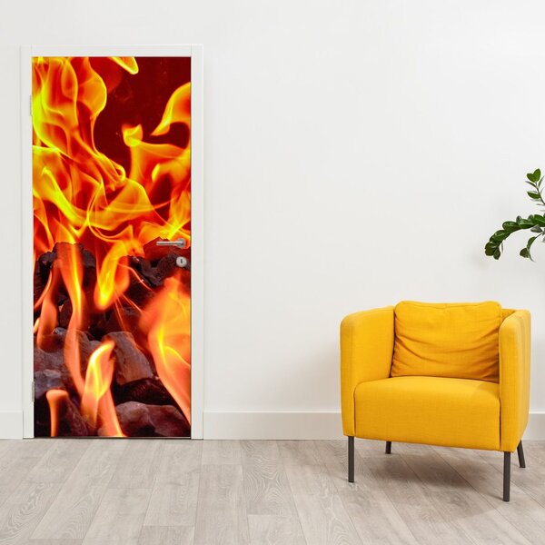 Fototapeta na dveře - Hořící uhlíky (95x205cm)