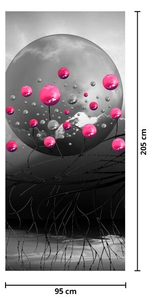 Fototapeta na dveře - Růžové abstraktní koule (95x205cm)