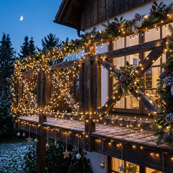 LED světelný řetěz - 25,5m, 300LED, IP44, teplá bílá