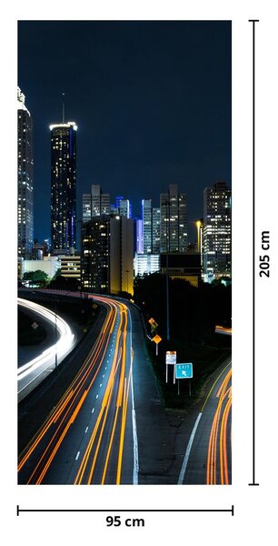 Fototapeta na dveře - Noční metropole (95x205cm)