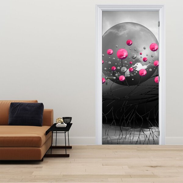 Fototapeta na dveře - Růžové abstraktní koule (95x205cm)