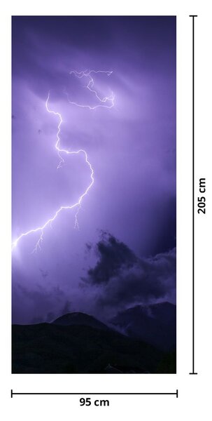 Fototapeta na dveře - Fialová obloha a blesk (95x205cm)