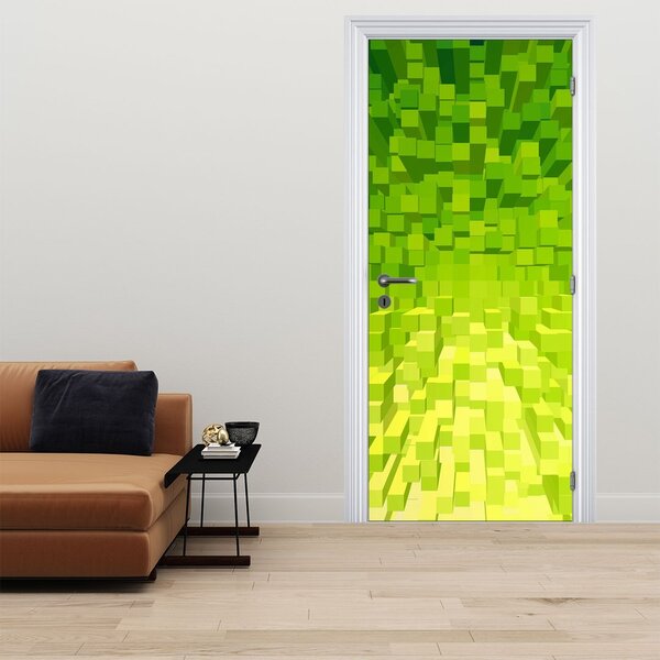 Fototapeta na dveře - Žlutozelené kostičky (95x205cm)