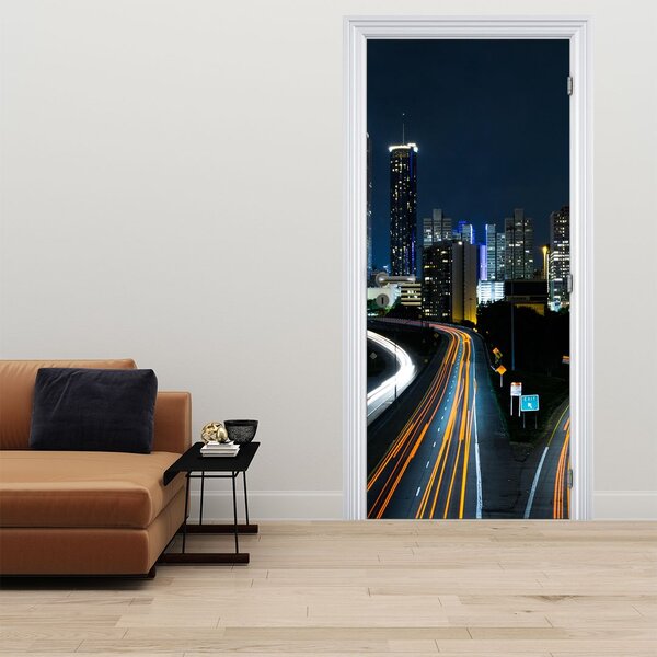 Fototapeta na dveře - Noční metropole (95x205cm)