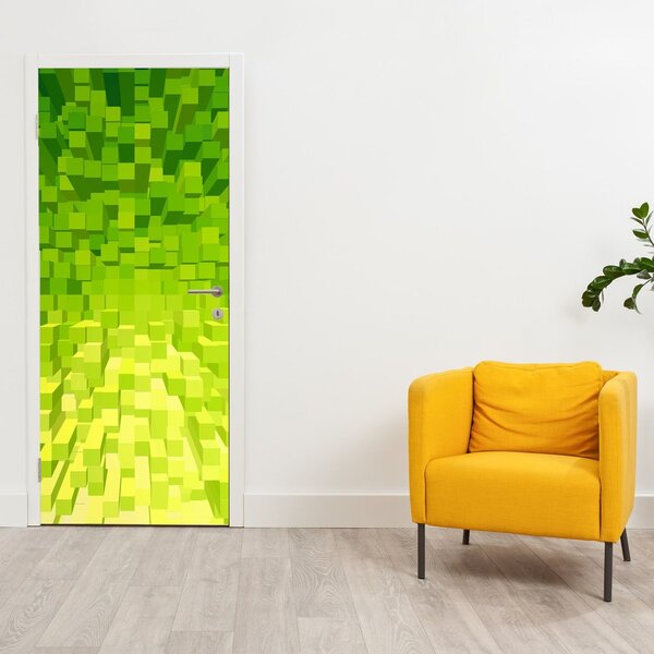 Fototapeta na dveře - Žlutozelené kostičky (95x205cm)