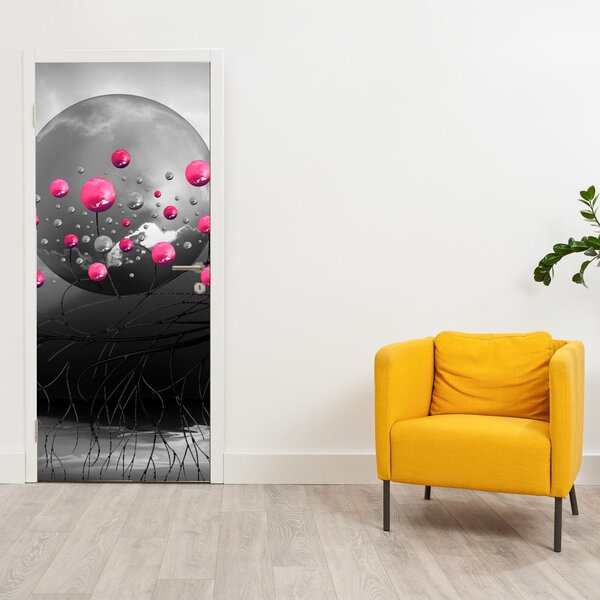 Fototapeta na dveře - Růžové abstraktní koule (95x205cm)