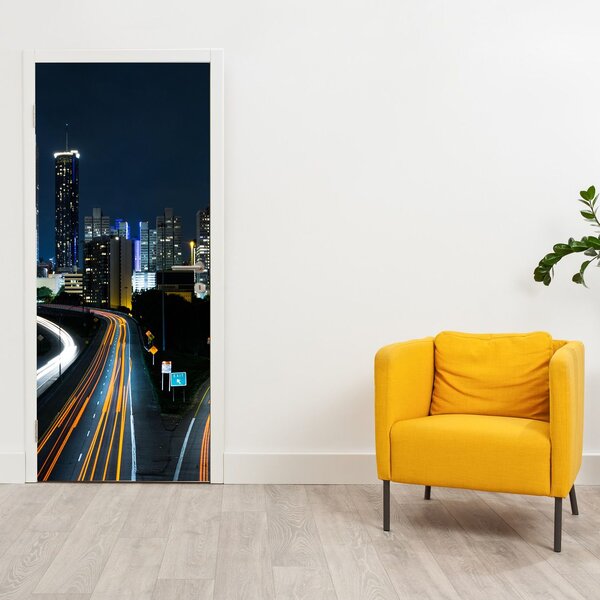 Fototapeta na dveře - Noční metropole (95x205cm)