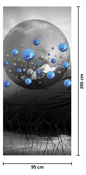 Fototapeta na dveře - Modrých abstraktní koulí (95x205cm)