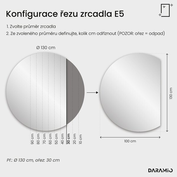 Kulaté zrcadlo do koupelny s LED osvětlením E5