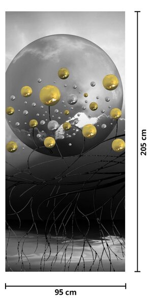 Fototapeta na dveře - Zlaté abstraktní koule (95x205cm)