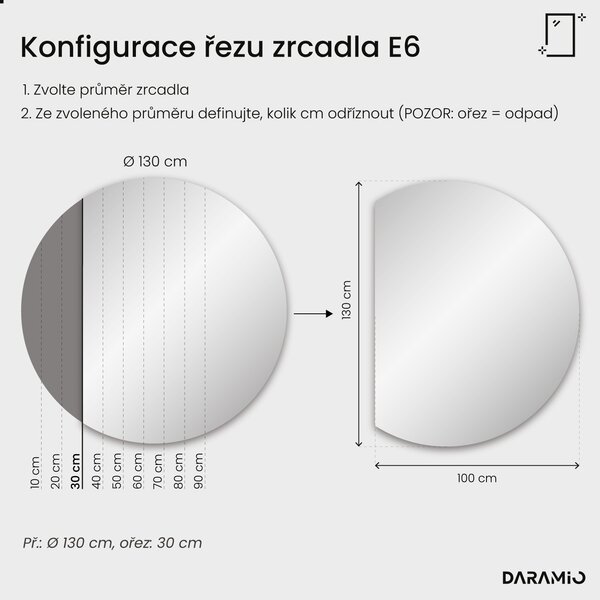 Kulaté zrcadlo do koupelny s LED osvětlením E6