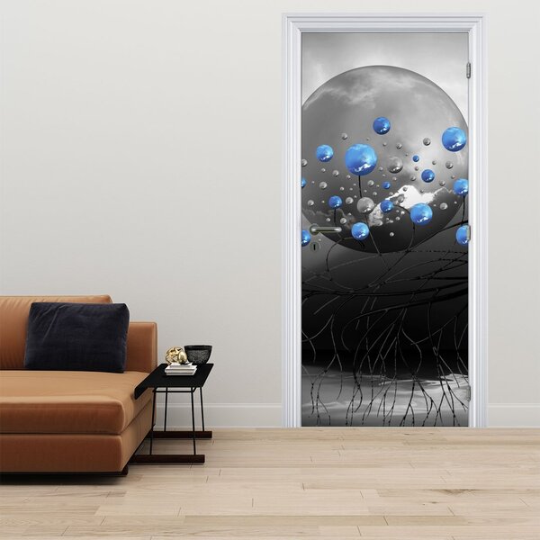 Fototapeta na dveře - Modrých abstraktní koulí (95x205cm)