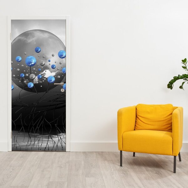 Fototapeta na dveře - Modrých abstraktní koulí (95x205cm)