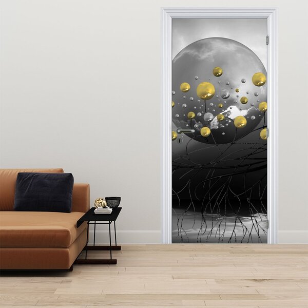 Fototapeta na dveře - Zlaté abstraktní koule (95x205cm)