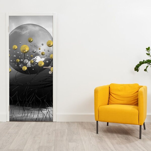 Fototapeta na dveře - Zlaté abstraktní koule (95x205cm)