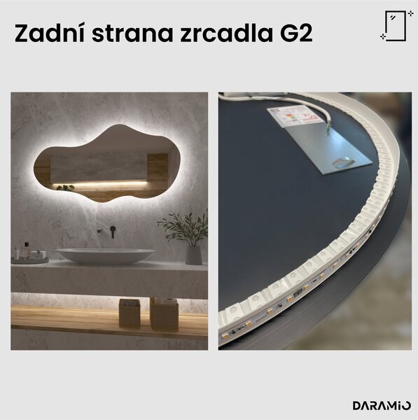 Atypické zrcadlo do koupelny s LED osvětlením G2