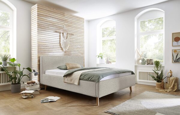 Dvoulůžková postel taupe s úložným prostorem 180 x 200 cm fleece béžová