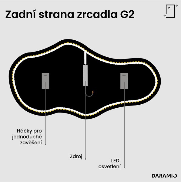 Atypické zrcadlo do koupelny s LED osvětlením G2