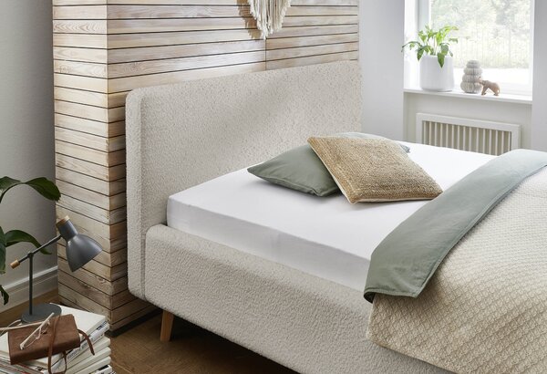 Dvoulůžková postel taupe s úložným prostorem 180 x 200 cm fleece béžová