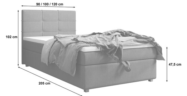 Jednolůžková postel 90x200 STIG 7 s úložným prostorem - světle hnědá