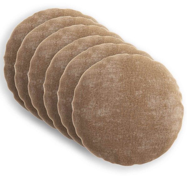 Povlak na polštář 6 pcs HEERLEN Hnědá Ø 60 cm Čenilková tkanina