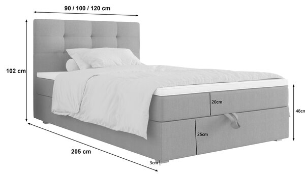 Jednolůžková postel 90x200 STIG 8 s úložným prostorem - světle hnědá