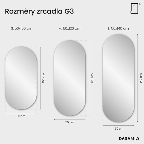 Atypické zrcadlo do koupelny s LED osvětlením G3