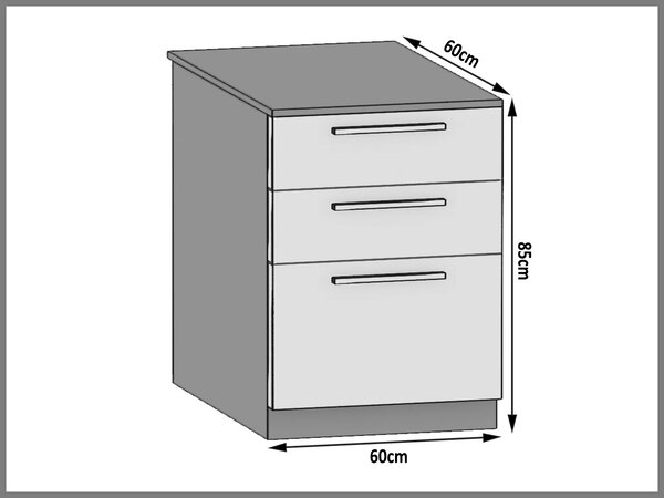 Kuchyňská skříňka Belini spodní se zásuvkami 60 cm dub wotan s pracovní deskou