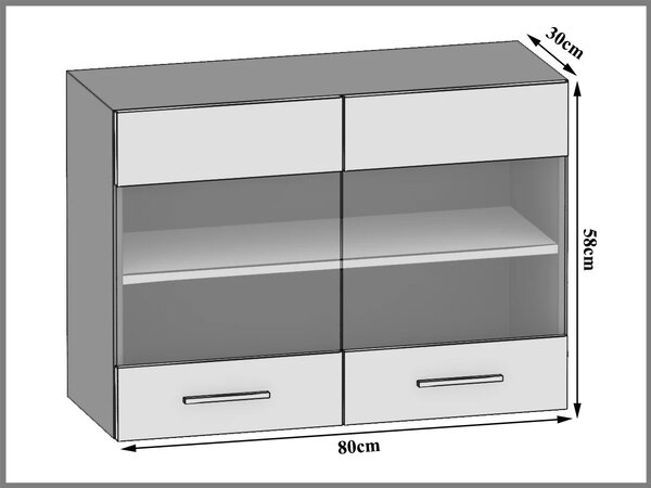 Kuchyňská skříňka Belini horní 80 cm bílý lesk