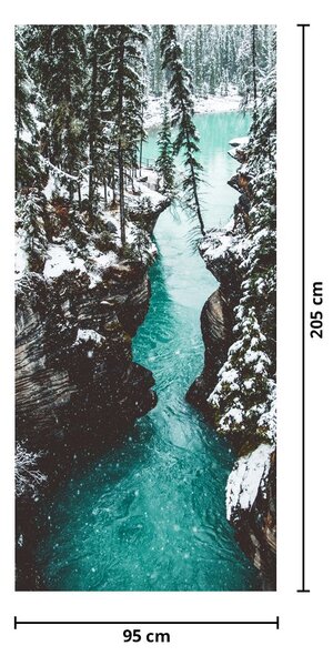 Fototapeta na dveře - Horská řeka v zimě (95x205cm)