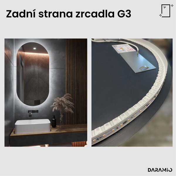 Atypické zrcadlo do koupelny s LED osvětlením G3