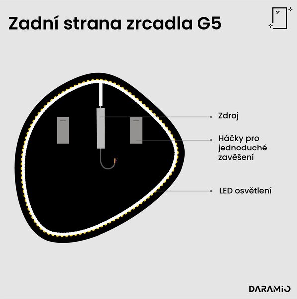 Atypické zrcadlo do koupelny s LED osvětlením G5