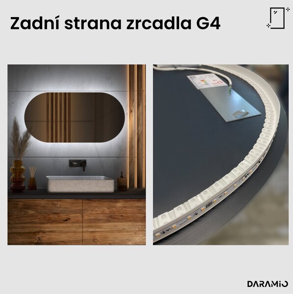 Atypické zrcadlo do koupelny s LED osvětlením G4