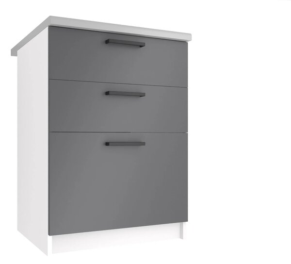 Kuchyňská skříňka Belini spodní se zásuvkami 60 cm šedý mat s pracovní deskou