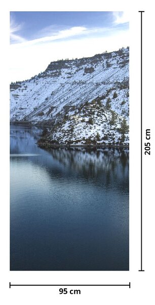 Fototapeta na dveře - Zimní krajina s jezerem (95x205cm)