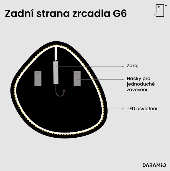 Atypické zrcadlo do koupelny s LED osvětlením G6
