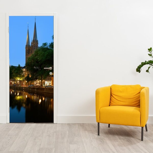 Fototapeta na dveře - Noční historické město (95x205cm)