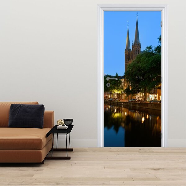 Fototapeta na dveře - Noční historické město (95x205cm)