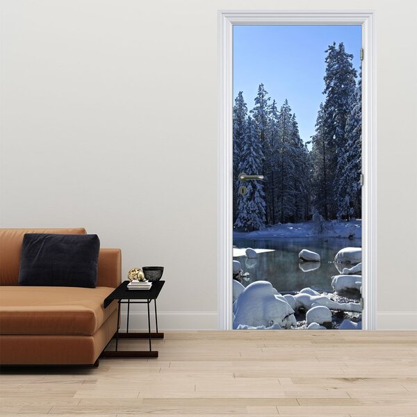 Fototapeta na dveře - Zasněžený les (95x205cm)