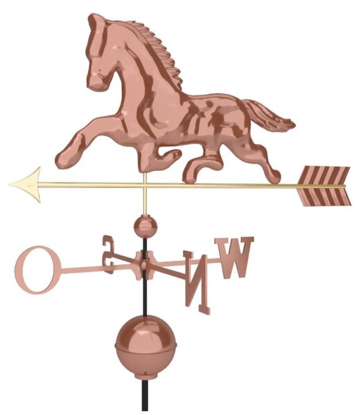 Dekorativní měděná korouhvička kůň, 118 cm