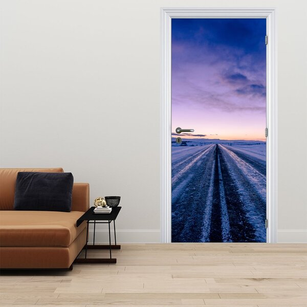 Fototapeta na dveře - Silnice v zimě (95x205cm)